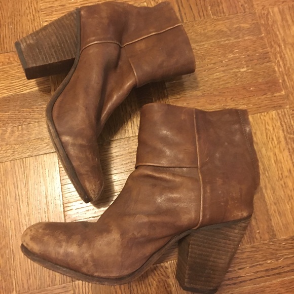 rag & bone Shoes - Rag & Bone Brown Distressed Newbury Booties